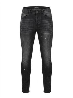 boohooMAN Man Paint Splatter Dark Wash Distressed Skinny Jeans Men Size 30